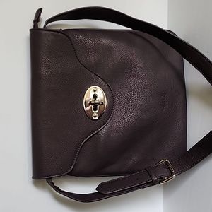 Suede Brand Turn Lock Crossbody Bag